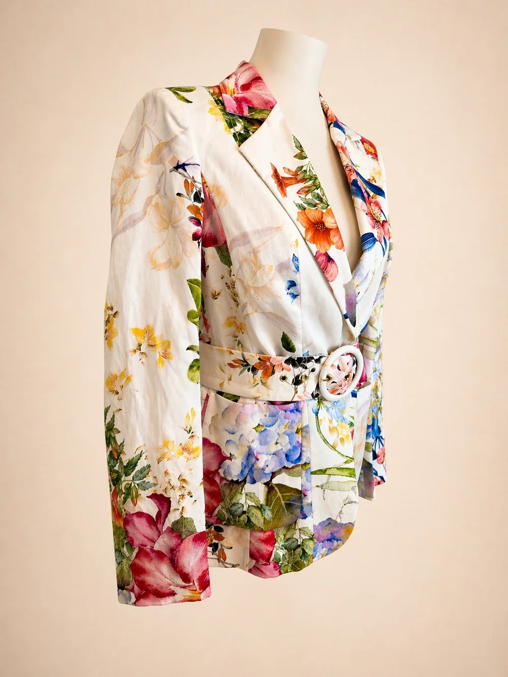 Marciano by Guess Floral Blazer Belted White Multicolor Garden Jacket Women Sz 4 - Picture 9 of 10